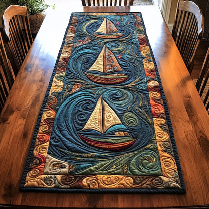 Mystic Sailboat Swells WN2006019CL Quilted Table Runner