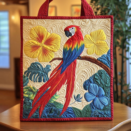 Tropical Scarlet Macaw Parrot QA0512023CL Quilted Tote Bag