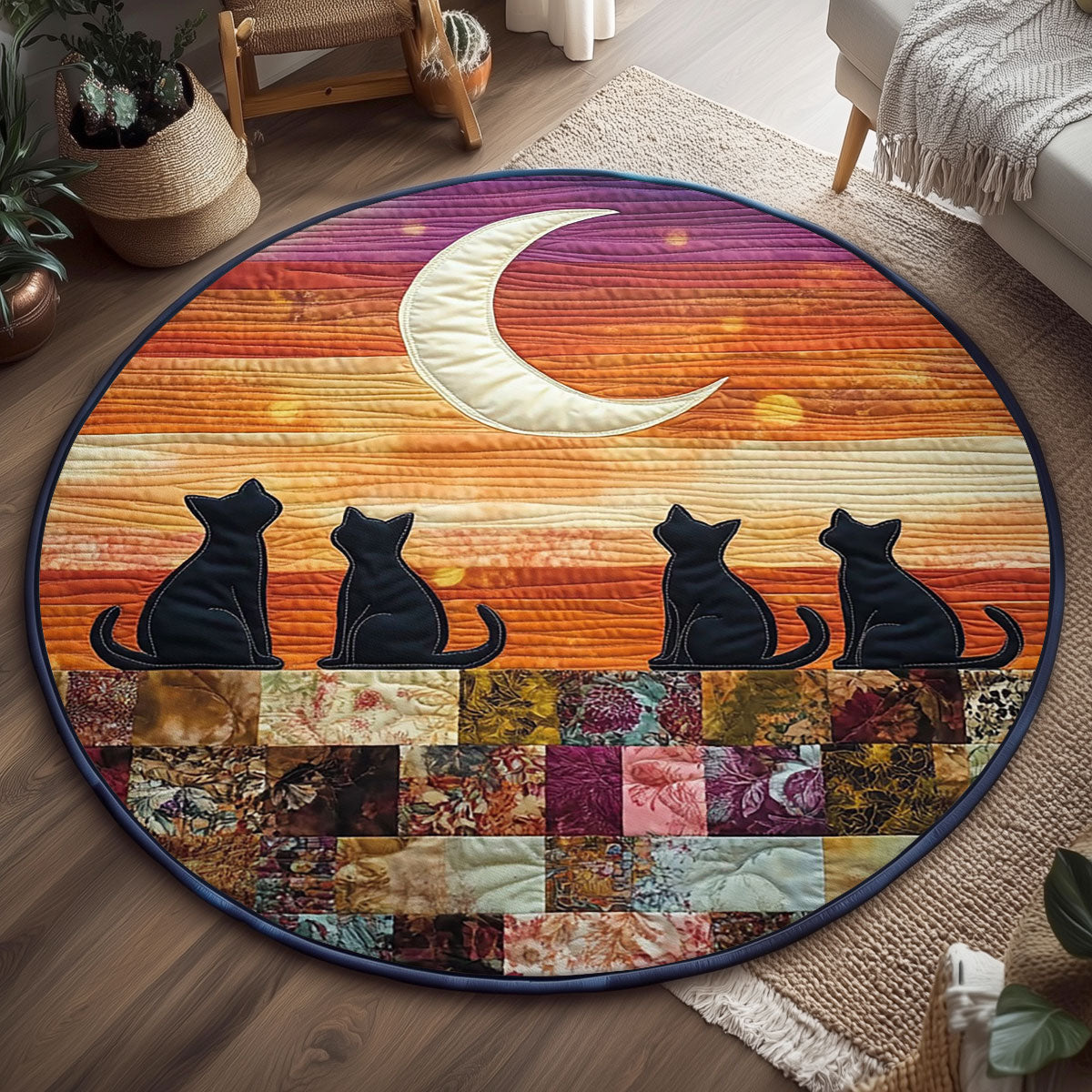 Stitching The Night WJ1707048CL Quilted Round Mat