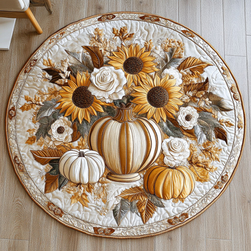 Harvest Glory Flower WN1408051CL Quilted Round Mat