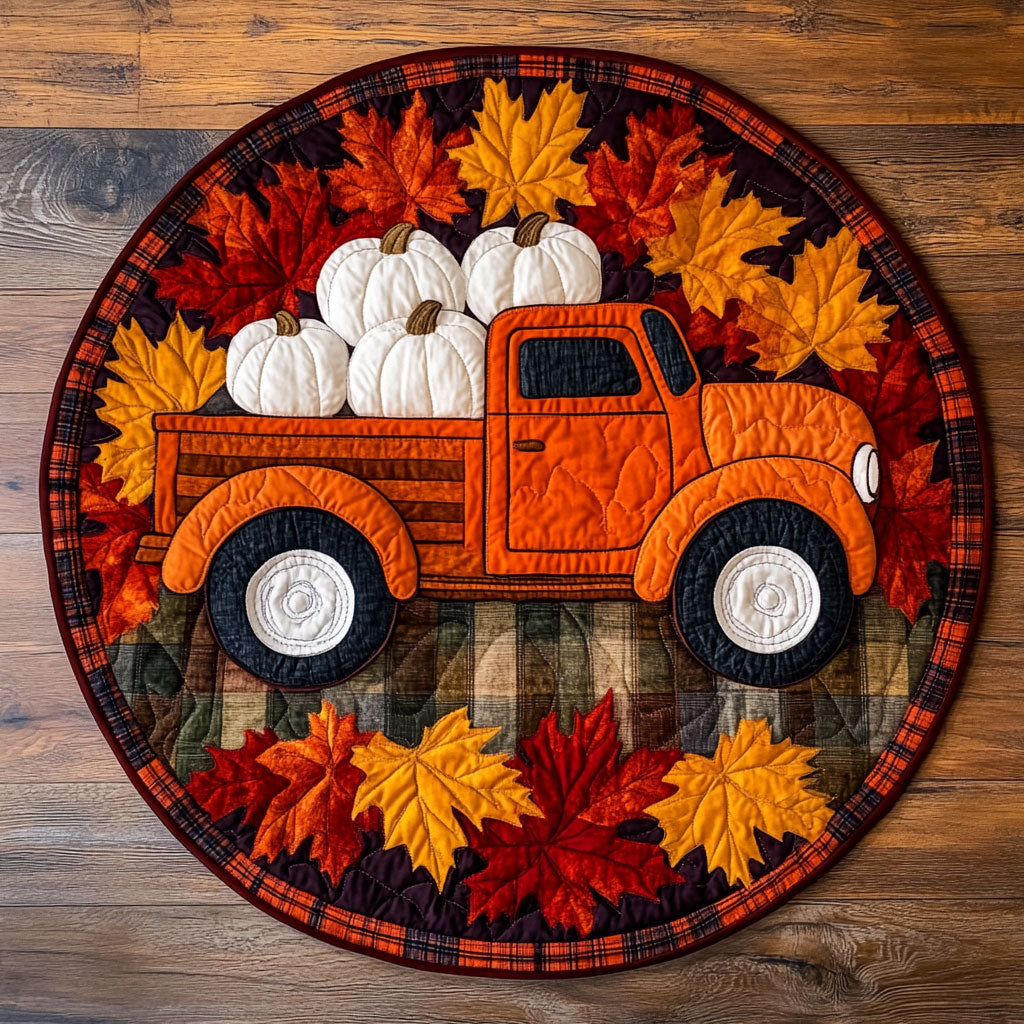 Harvest Run Truck WN3007061CL Quilted Round Mat