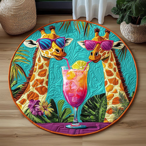 Fancy Tropical Giraffe QA0812007CL Quilted Round Mat