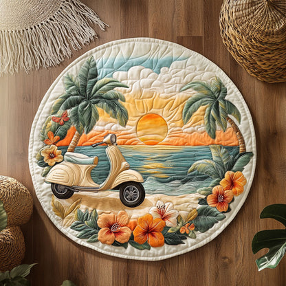 Vintage Coastal Scooter WJ0107047CL Quilted Round Mat