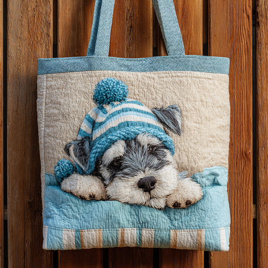 Schnauzer Nightcap XR0212047CL Quilted Tote Bag