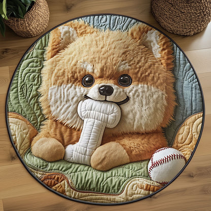 Cute Pomeranian Puppy WJ2105039CL Quilted Round Mat
