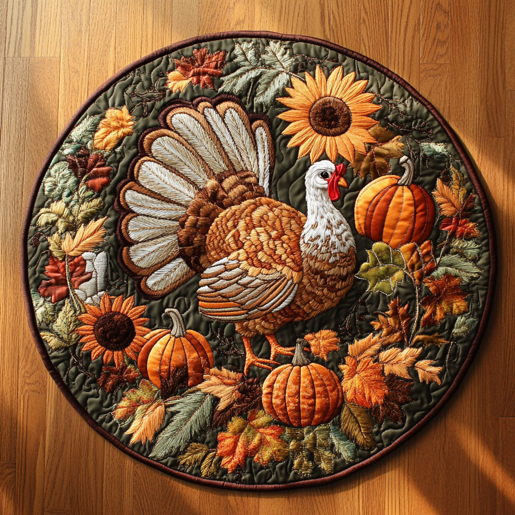 Cozy Turkey WN0409020CL Quilted Round Mat