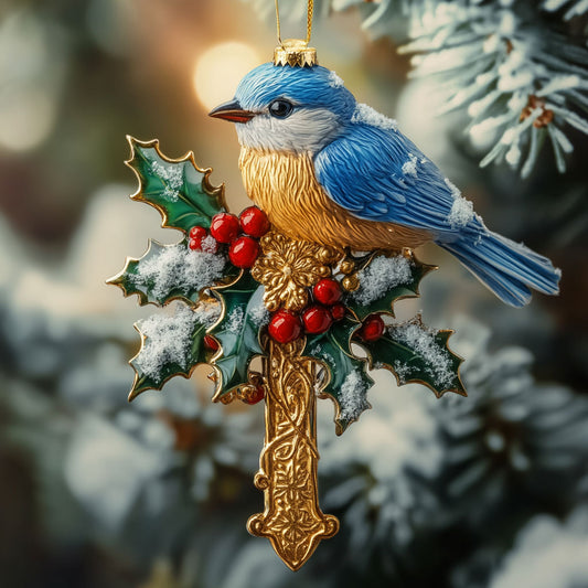 Peace Cross Bluebird WN2710044CL Christmas Ornament