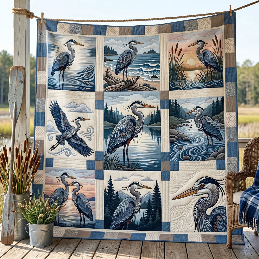Great Blue Heron Reflections WN1706006CL Quilt