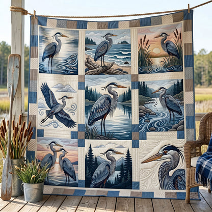 Great Blue Heron Reflections WN1706006CL Quilt