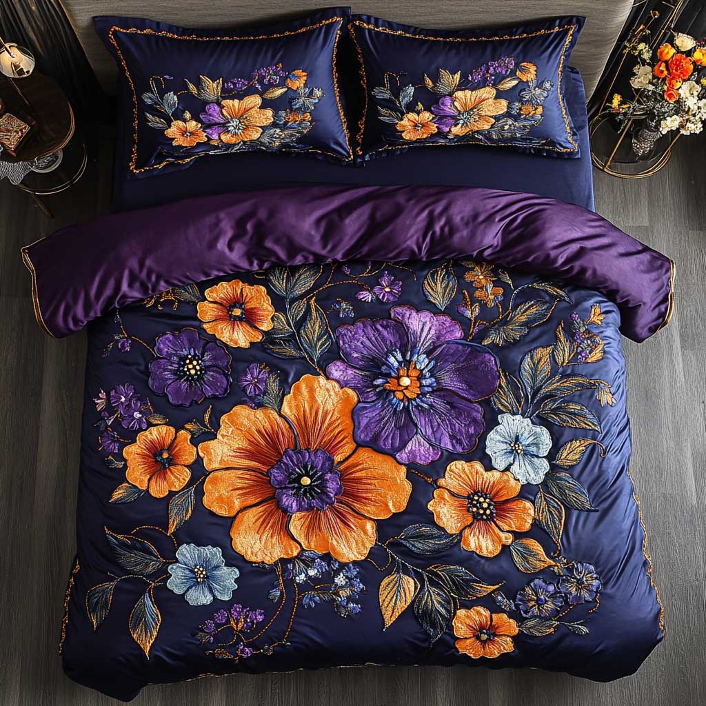 Golden Bloom Flower WN2802099CL Duvet Cover Set