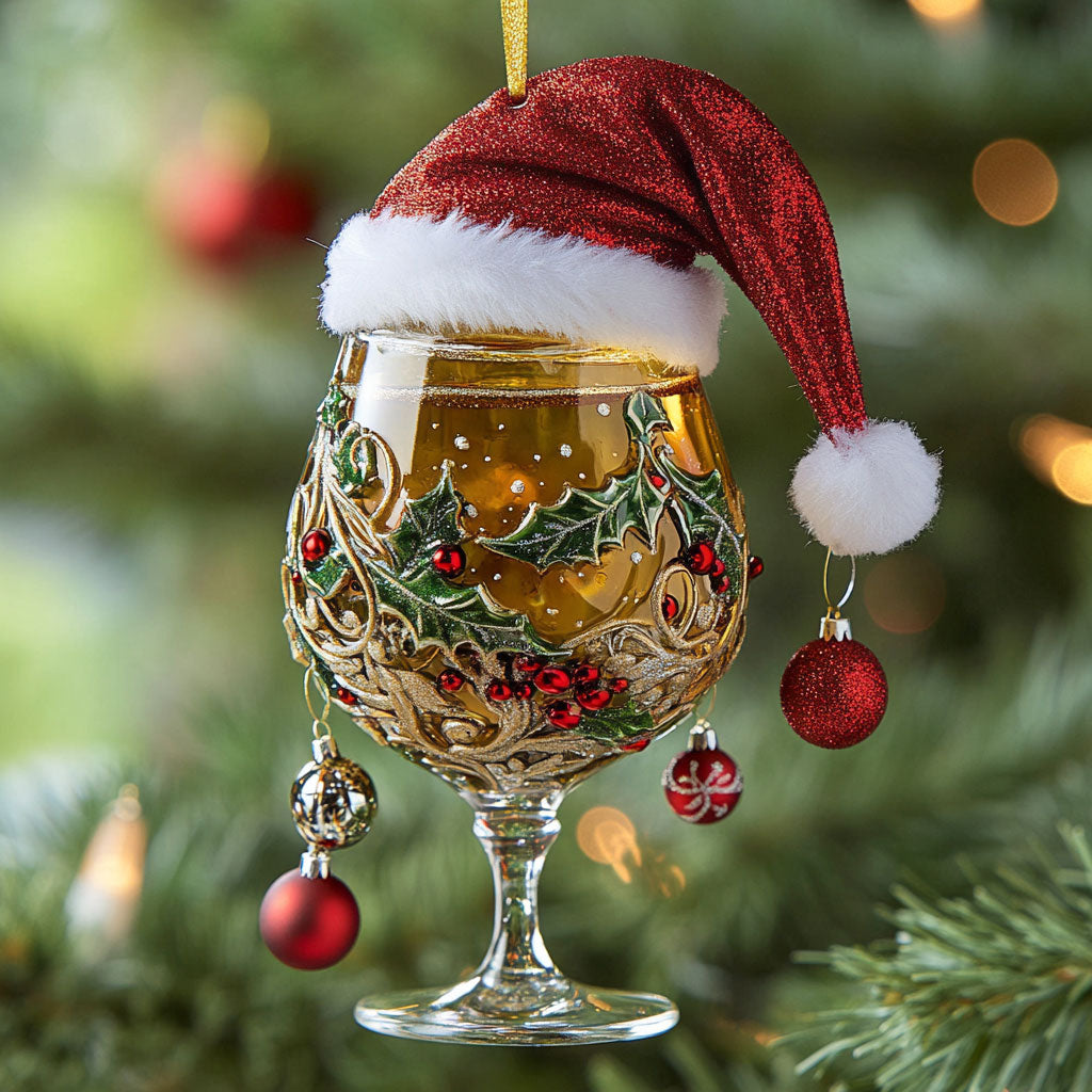 Wine Glass Winter Charm WN1112122CL Christmas Ornament