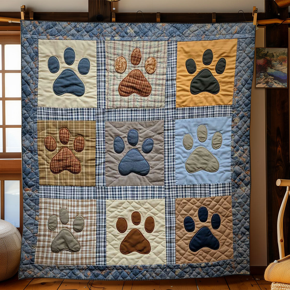 Dog Paw Plaid WN0701029CL Quilt