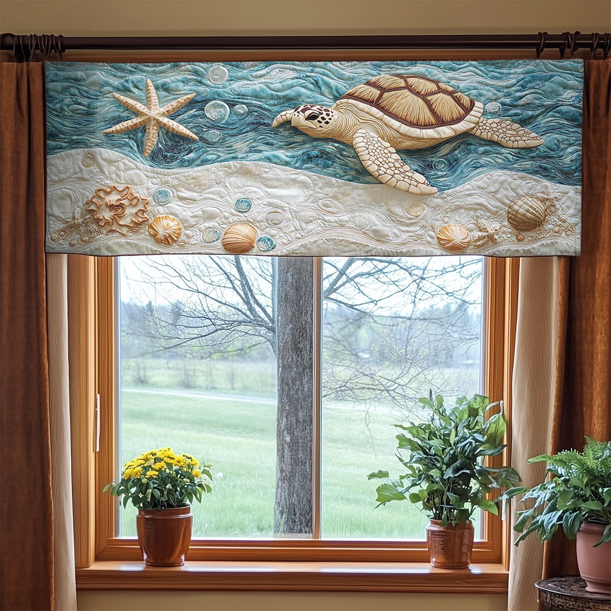 Coastal Turtle WN2003054CL Quilted Valance