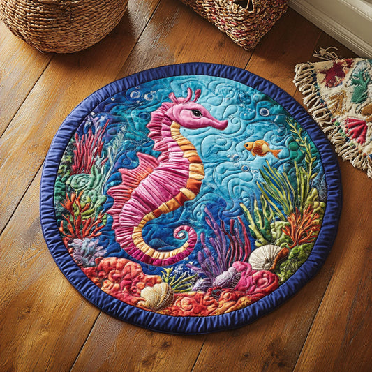 Seahorse Serenade WJ1006047CL Quilted Round Mat