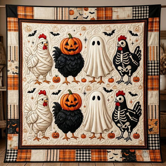 Spooky Farm Chickens Patchwork WN0905020CL Quilt