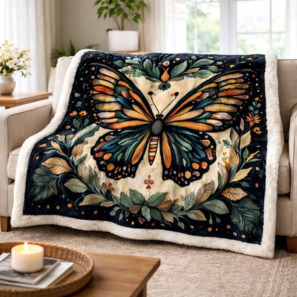 Botanical Butterfly KL0302005CL Faux Fur Throw Blanket