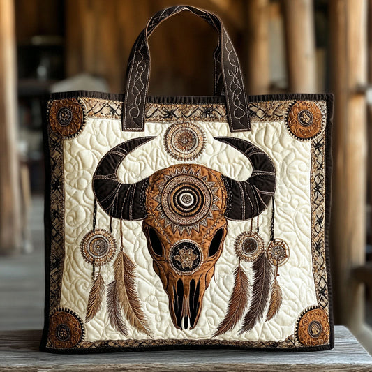 Boho Horned Power CW2309004CL Quilted Tote Bag