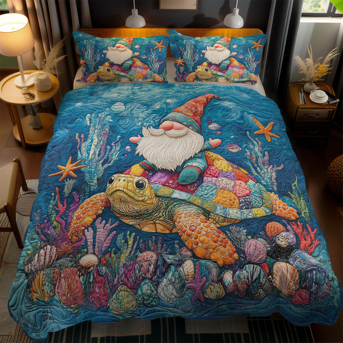 Turtle Ride Gnome WN0901107CL Duvet Cover Set