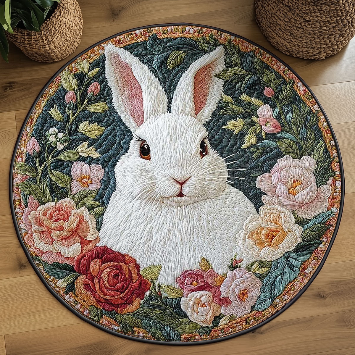 Pastel Bunny WN0505028CL Quilted Round Mat