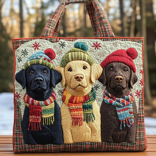 Festive Winter Woof XR2910019CL Quilted Tote Bag