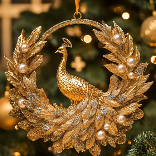 Golden Peacock CW2711024CL Christmas Ornament