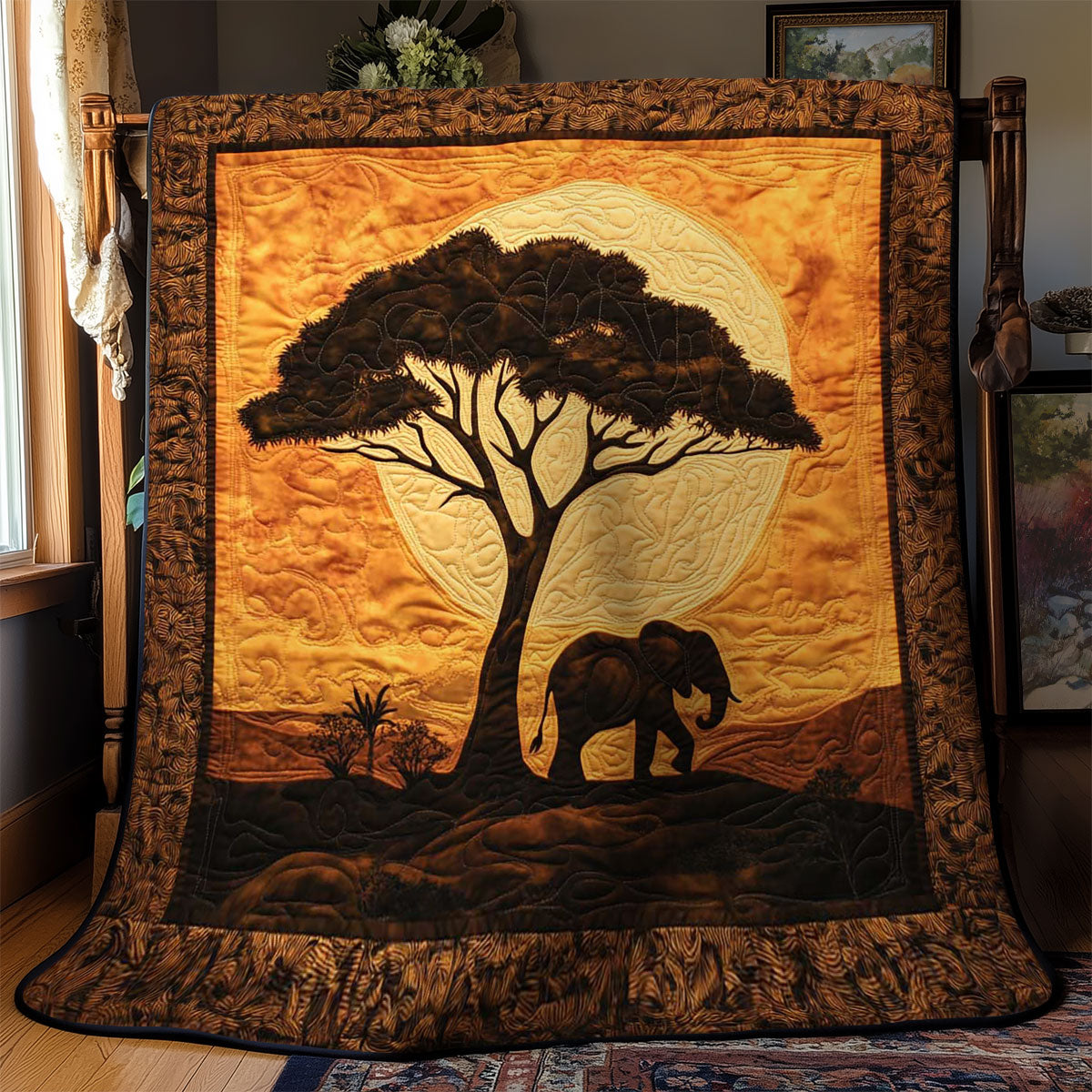 Golden Savannah African Elephant WN1103002CL Quilt