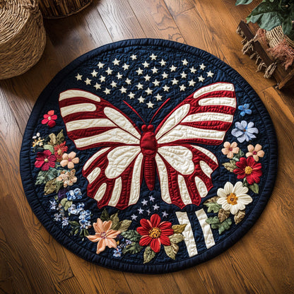 Patriotic Butterfly WJ1006041CL Quilted Round Mat