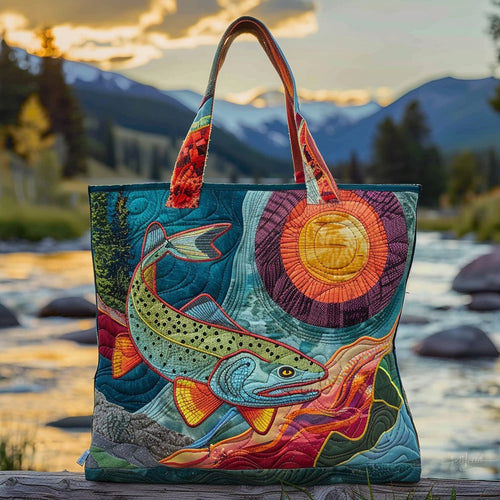 Rainbow Trout XR0411002CL Quilted Tote Bag