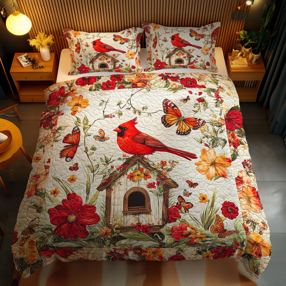 Fluttering Cardinal WN2102059CL Duvet Cover Set