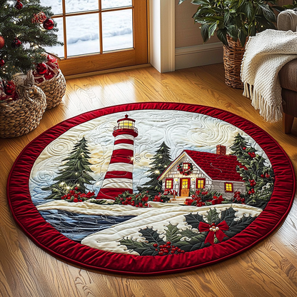 Christmas Lighthouse QA0212046CL Quilted Round Mat