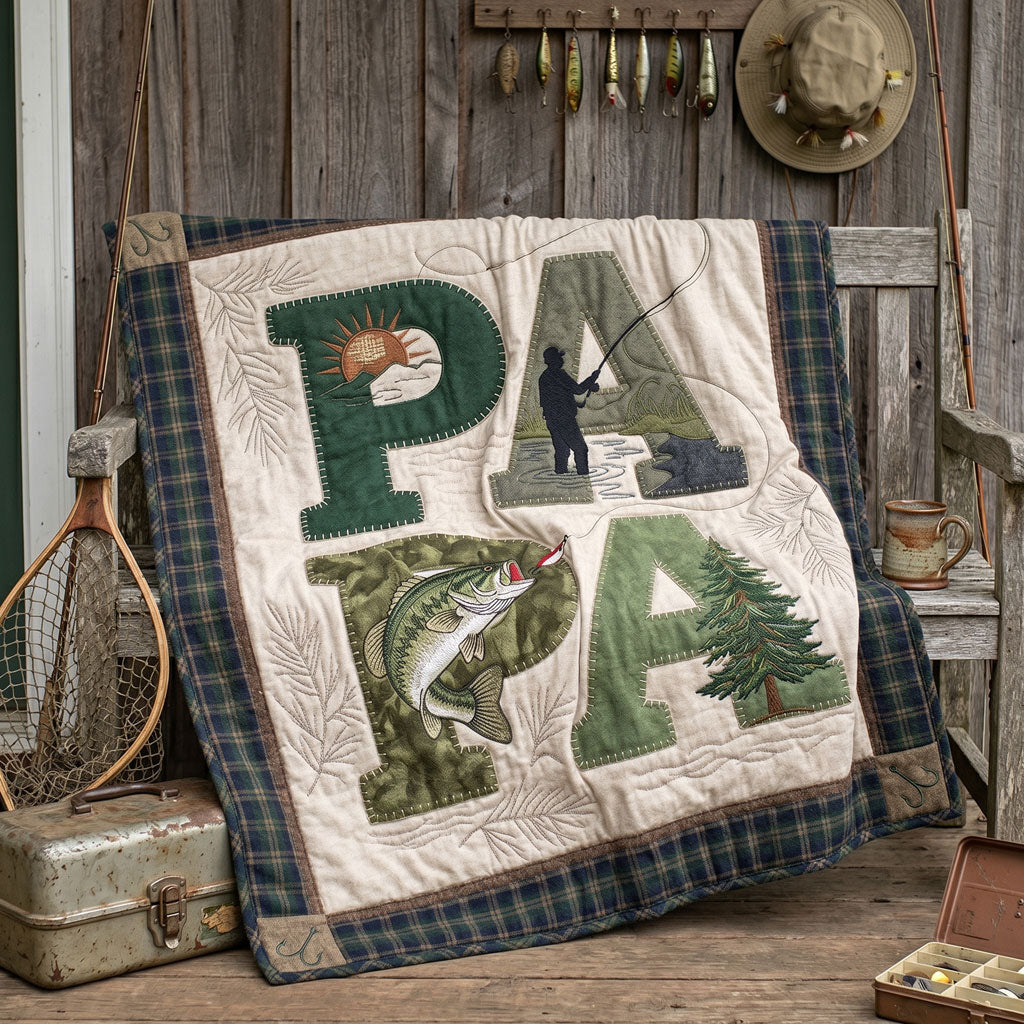 Rustic Fishing Papa WN1006016CL Quilt