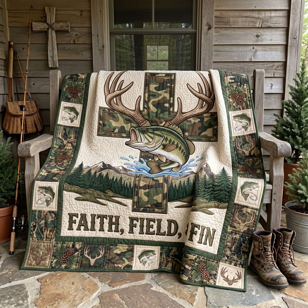 Faith Field And Fin Hunting Fishing WN1205008CL Quilt