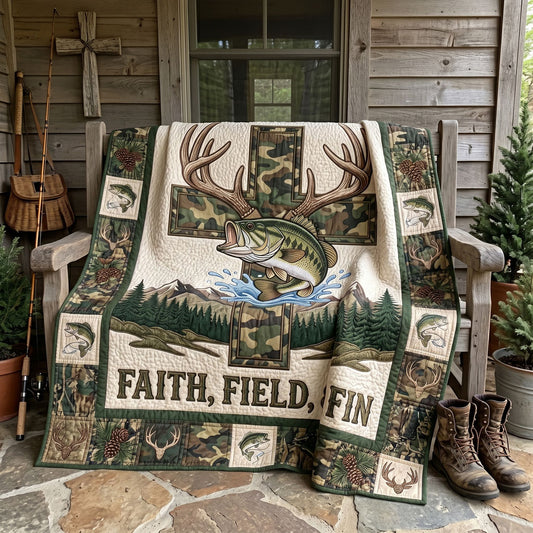 Faith Field And Fin Hunting Fishing WN1205008CL Quilt