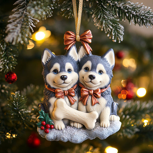 Husky Hug CP0312139CL Christmas Ornament