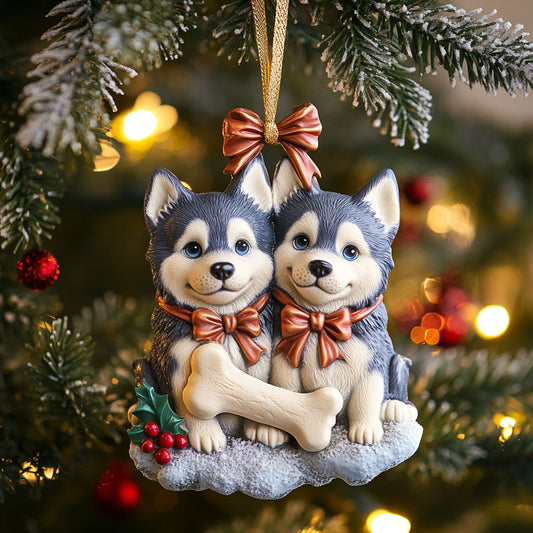 Husky Hug CP0312139CL Christmas Ornament