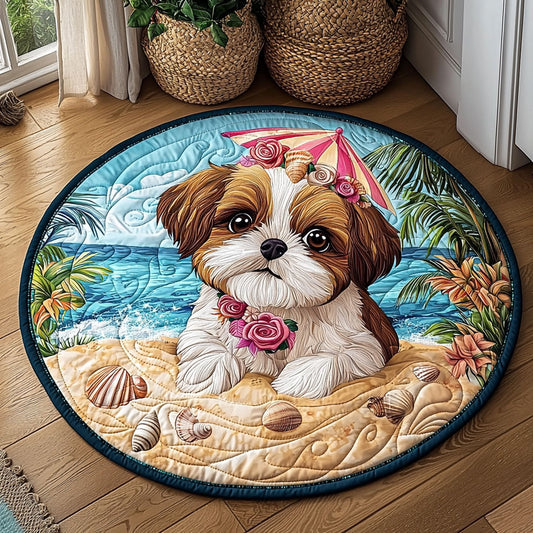 Graceful Shih Tzu QA1112032CL Quilted Round Mat