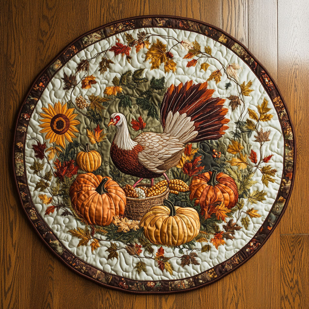 Autumn Turkey WN0409009CL Quilted Round Mat