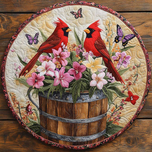 Cardinal Lovebirds WN0904009CL Quilted Round Mat