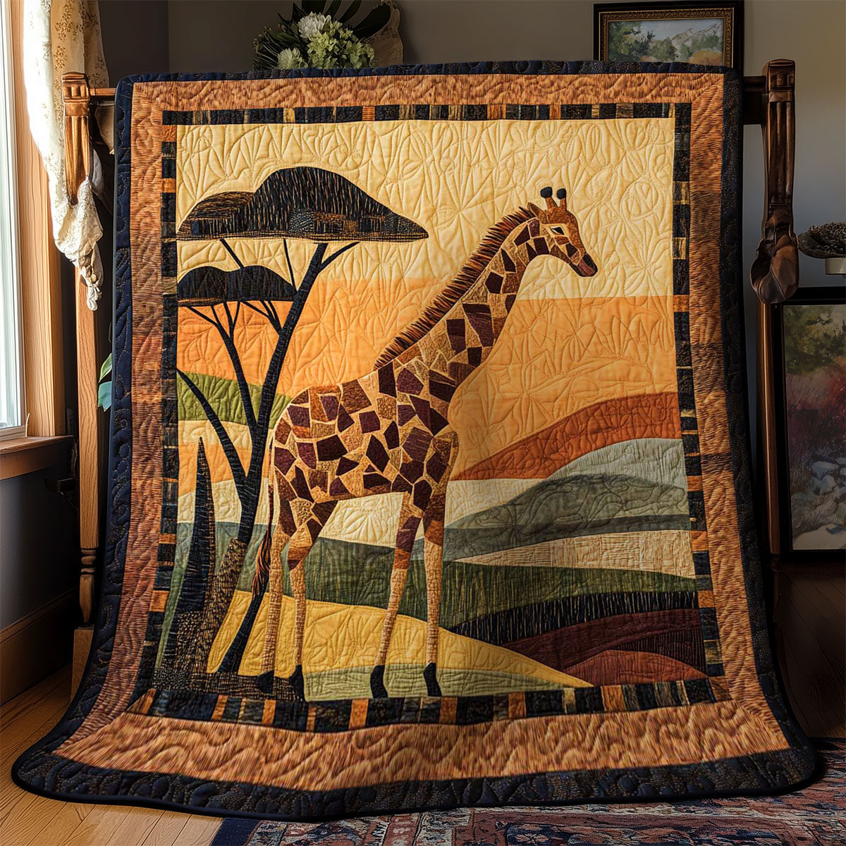 Sunset African Giraffe WN0403037CL Quilt