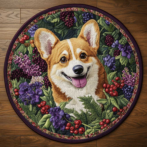 Sweet Corgi WN2205057CL Quilted Round Mat