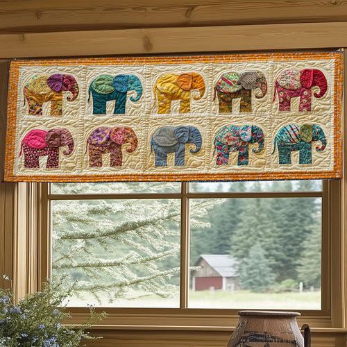 Boho Elephant Patchwork WJ0606033CL Quilted Valance