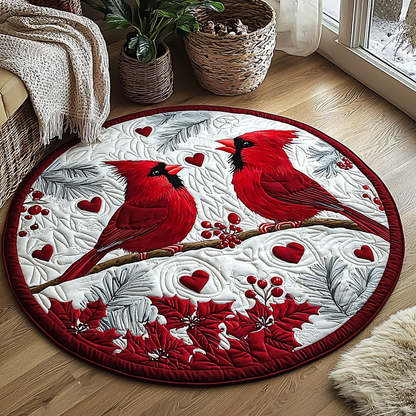 Cardinal Couple QA0112014CL Quilted Round Mat