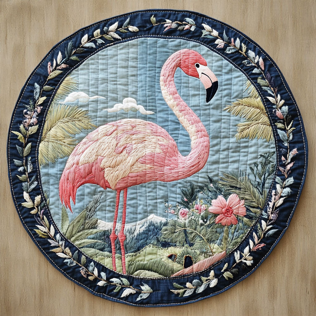 Flamingo Whisper WN0707073CL Quilted Round Mat