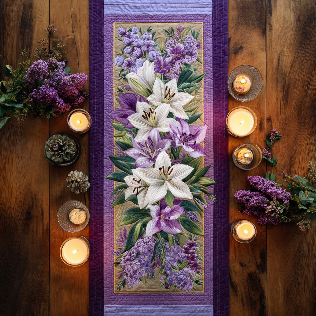 Purple Garden XR2111023CL Quilted Table Runner