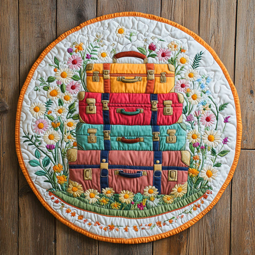 Suitcase Of Petals WN0408067CL Quilted Round Mat