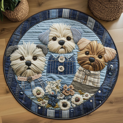 Denim Doggies WN0207055CL Quilted Round Mat