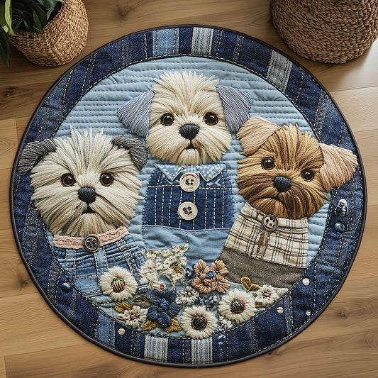 Denim Doggies WN0207055CL Quilted Round Mat