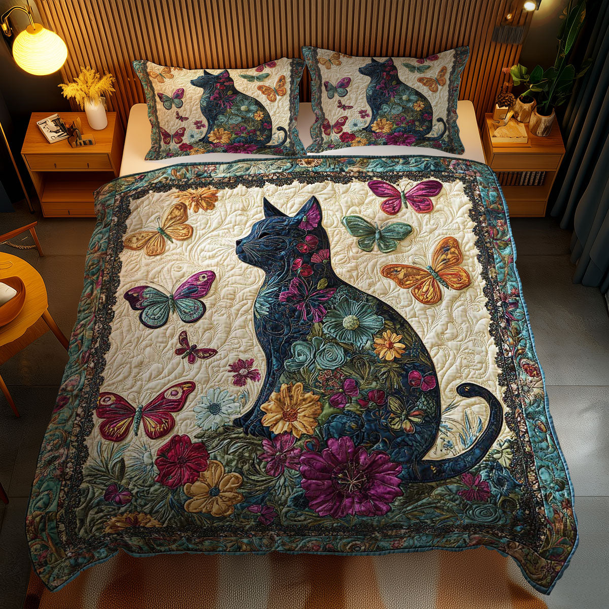 Whimsical Butterfly Cat WN0302087CL Duvet Cover Set