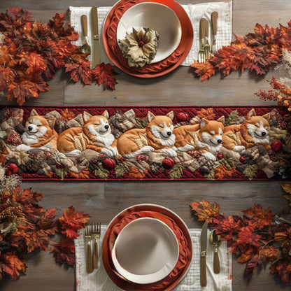 Winter Corgi Nap WN1207083CL Quilted Table Runner
