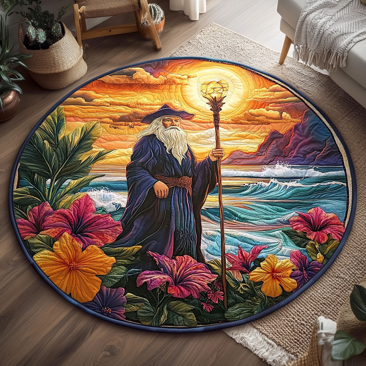 Island Sorcerer Sunset WJ0207027CL Quilted Round Mat